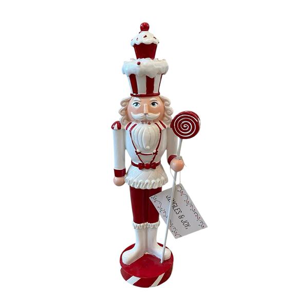 Jingles & Joy Red White Cupcake Peppermint Candy 14in Christmas NUTCRACKER New - Picture 12 of 16